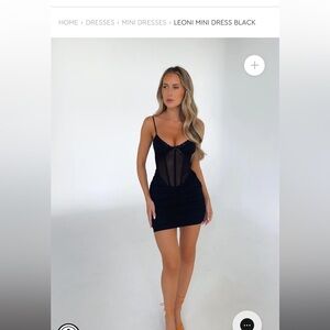 Black see through mini ruched dress